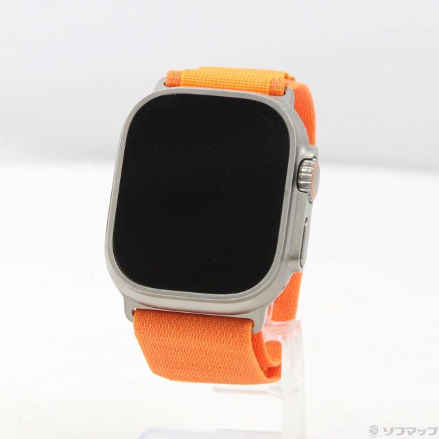 (中古)Apple Apple Watch Ultra GPS + Cellular 49mm チタニウムケース オレンジアルパインループ(377-ud)