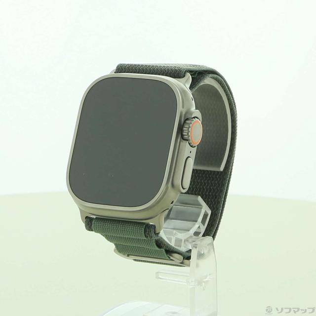 (中古)Apple Apple Watch Ultra GPS + Cellular 49mm チタニウムケース グリーンアルパインループ(305-ud)