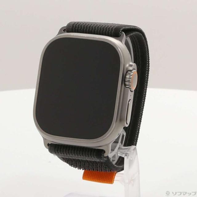 (中古)Apple Apple Watch Ultra GPS + Cellular 49mm チタニウムケース ブラック/グレイトレイルループ(344-ud)
