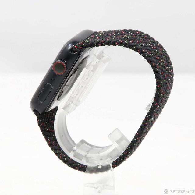 (中古)Apple Apple Watch Series 8 GPS 45mm ミッドナイトアルミニウムケース ブラックユニティブレイデッドソロループ(377-ud)_1