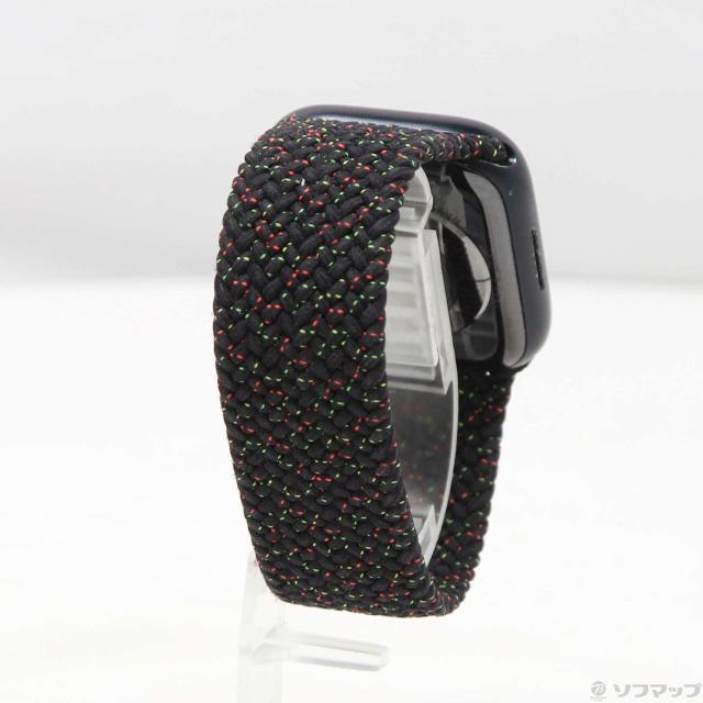 (中古)Apple Apple Watch Series 8 GPS 45mm ミッドナイトアルミニウムケース ブラックユニティブレイデッドソロループ(377-ud)_2