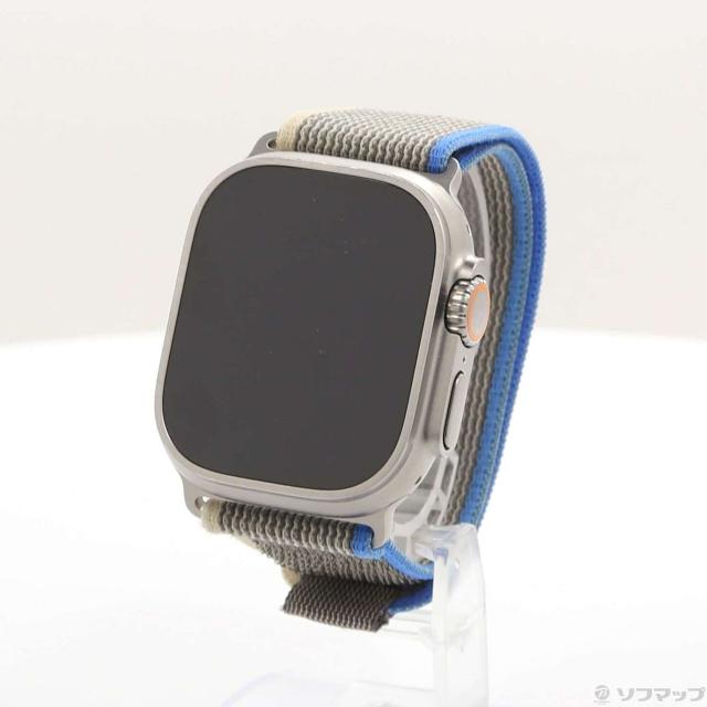 (中古)Apple Apple Watch Ultra GPS + Cellular 49mm チタニウムケース ブルー/グレイトレイルループ(377-ud)