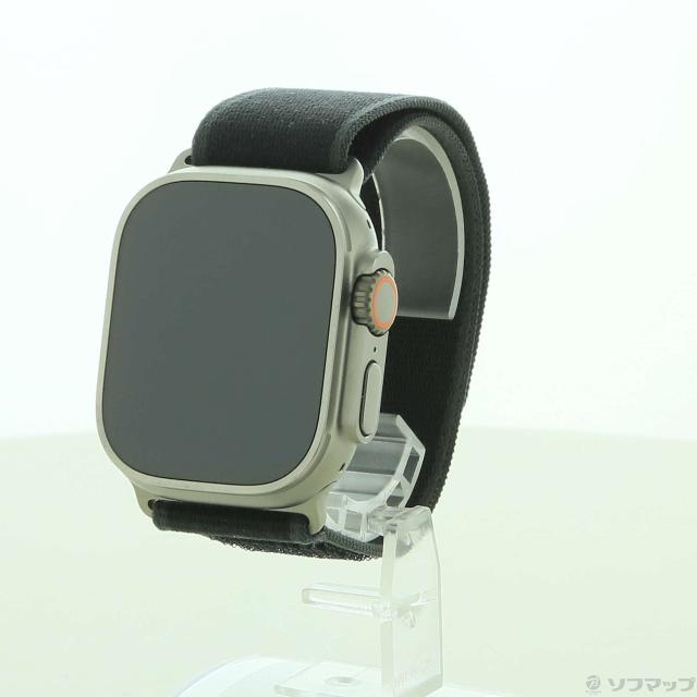 (中古)Apple Apple Watch Ultra 2 GPS + Cellular 49mm ナチュラルチタニウムケース ブラックトレイルループ(348-ud)