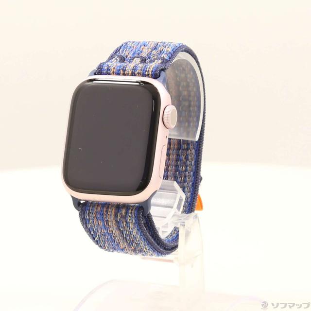(中古)Apple Apple Watch Series 9 GPS 41mm ピンクアルミニウムケース ゲームロイヤル/オレンジNikeスポーツループ(377-ud)