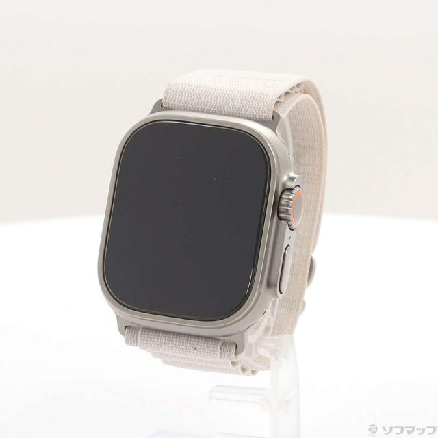 (中古)Apple Apple Watch Ultra GPS + Cellular 49mm チタニウムケース スターライトアルパインループ(276-ud)