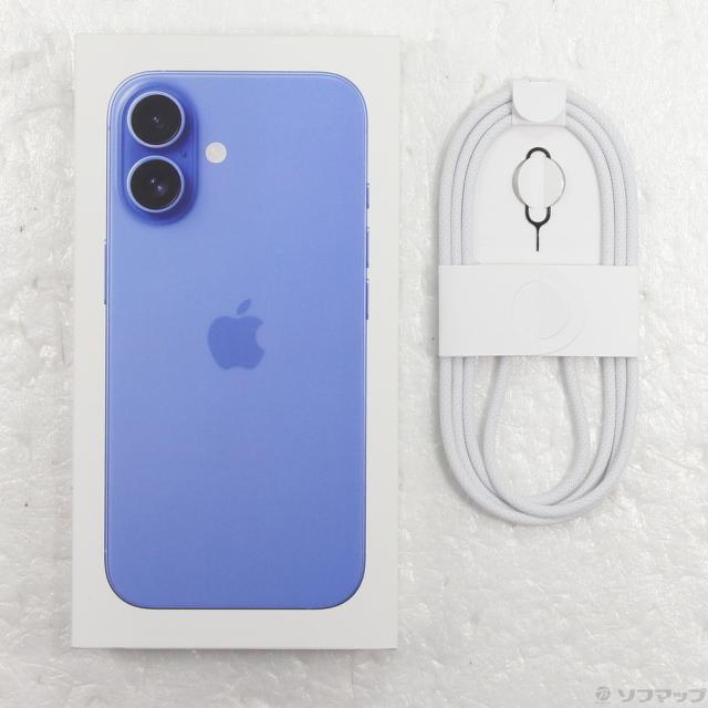 (中古)Apple iPhone16 128GB ウルトラマリン MYDU3J/A SIMフリー(196-ud) 携帯電話本体