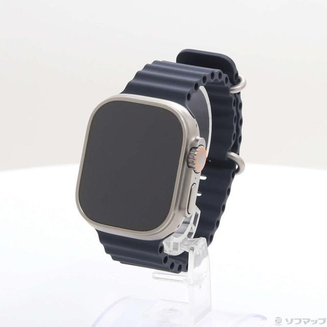(中古)Apple Apple Watch Ultra GPS + Cellular 49mm チタニウムケース ミッドナイトオーシャンバンド(344-ud)