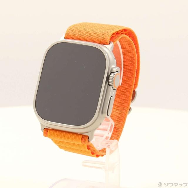 (中古)Apple Apple Watch Ultra GPS + Cellular 49mm チタニウムケース オレンジアルパインループ(196-ud)