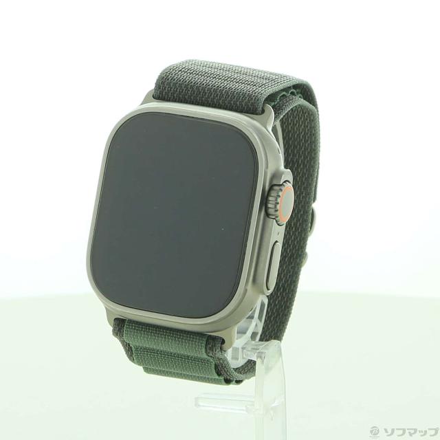 (中古)Apple Apple Watch Ultra GPS + Cellular 49mm チタニウムケース グリーンアルパインループ(344-ud)