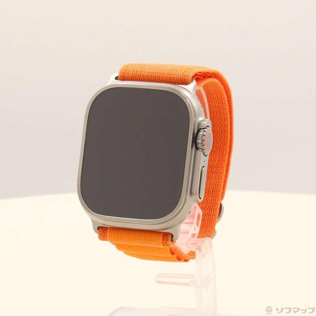 (中古)Apple Apple Watch Ultra GPS + Cellular 49mm チタニウムケース オレンジアルパインループ(348-ud)
