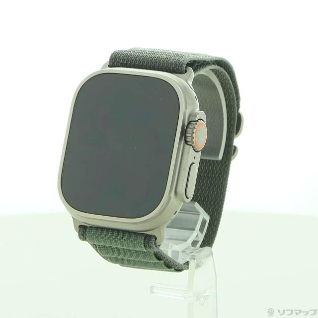 (中古)Apple Apple Watch Ultra GPS + Cellular 49mm チタニウムケース グリーンアルパインループ(344-ud)