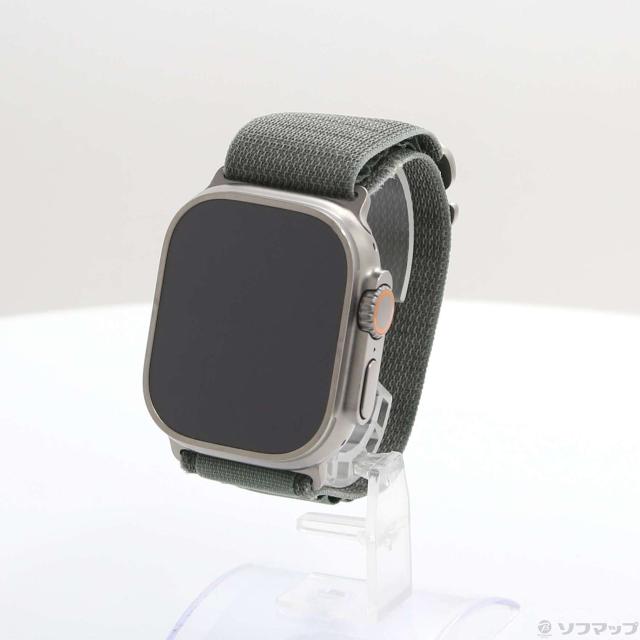 (中古)Apple Apple Watch Ultra GPS + Cellular 49mm チタニウムケース グリーンアルパインループ(377-ud)