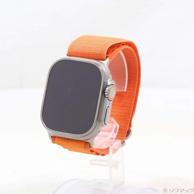 (中古)Apple Apple Watch Ultra GPS + Cellular 49mm チタニウムケース オレンジアルパインループ(348-ud)