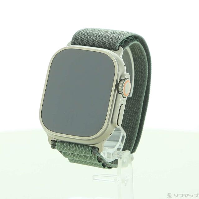 (中古)Apple Apple Watch Ultra GPS + Cellular 49mm チタニウムケース グリーンアルパインループ(352-ud)