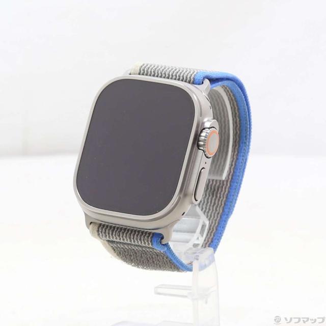 (中古)Apple Apple Watch Ultra GPS + Cellular 49mm チタニウムケース ブルー/グレイトレイルループ(349-ud)