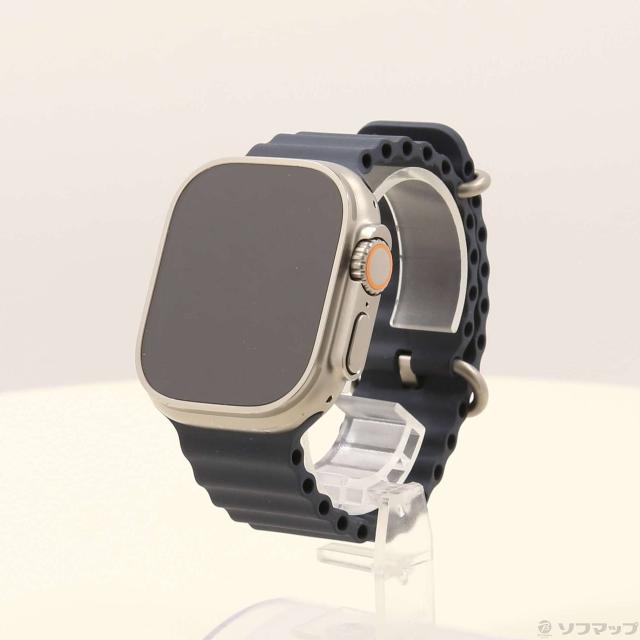 (中古)Apple Apple Watch Ultra GPS + Cellular 49mm チタニウムケース ミッドナイトオーシャンバンド(377-ud)
