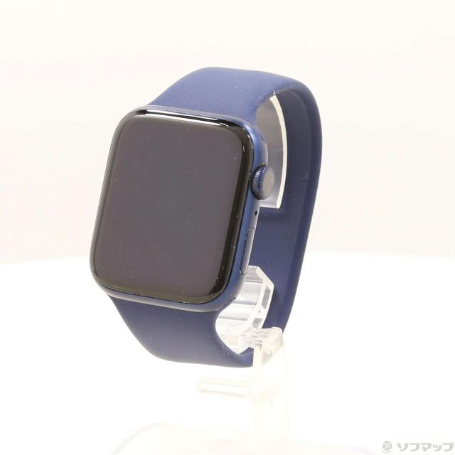 (中古)Apple Apple Watch Series 6 GPS 44mm ブルーアルミニウムケース ディープネイビーソロループ(276-ud)