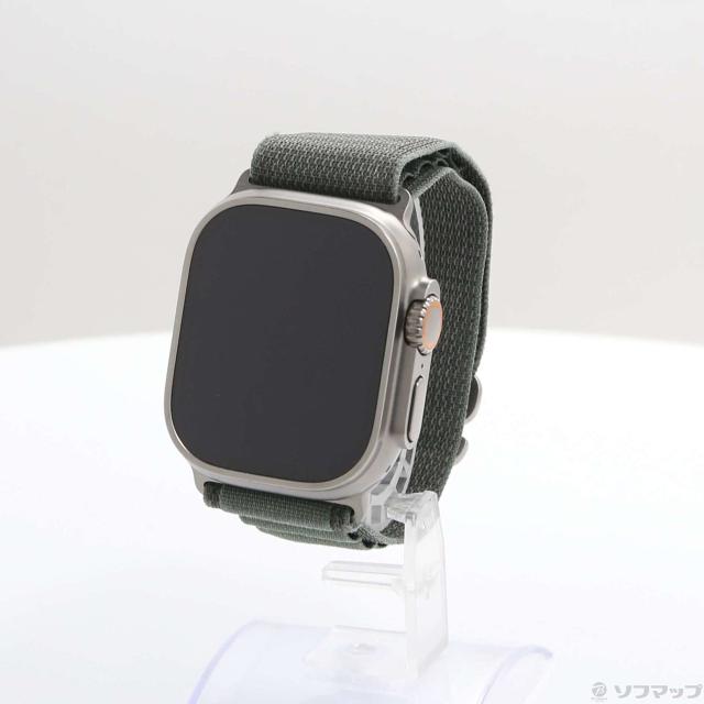 (中古)Apple Apple Watch Ultra GPS + Cellular 49mm チタニウムケース グリーンアルパインループ(344-ud)