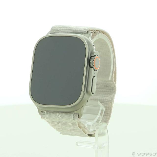 (中古)Apple Apple Watch Ultra GPS + Cellular 49mm チタニウムケース スターライトアルパインループ(348-ud)