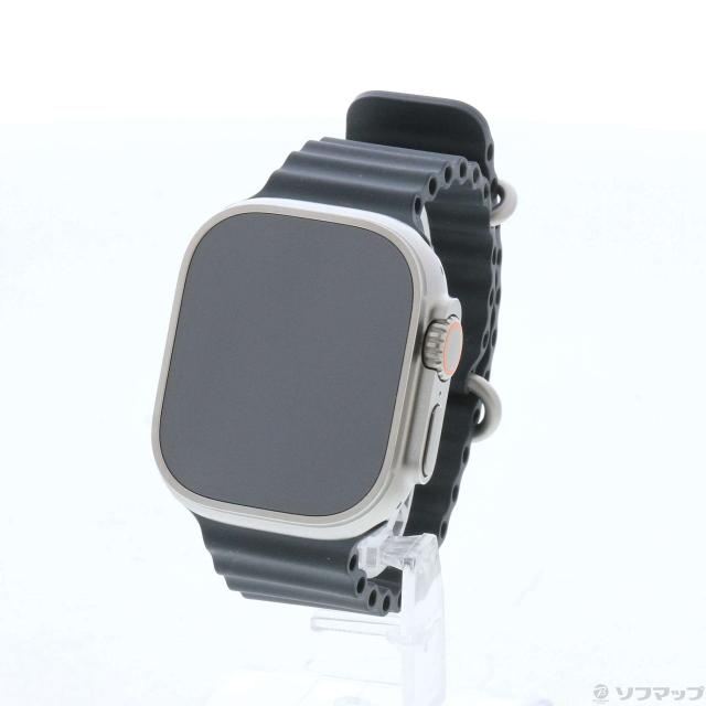 (中古)Apple Apple Watch Ultra GPS + Cellular 49mm チタニウムケース ミッドナイトオーシャンバンド(377-ud)