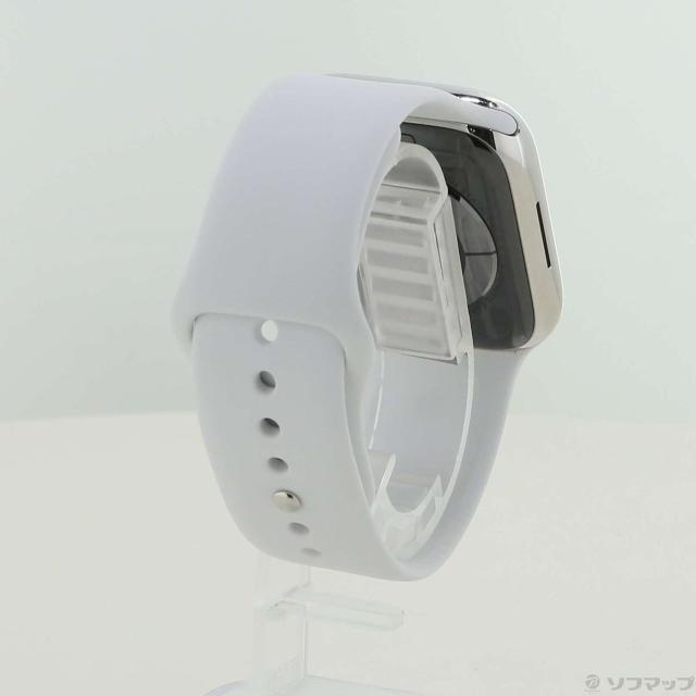 (中古)Apple Apple Watch Series 8 GPS + Cellular 45mm シルバーステンレススチールケース ホワイトスポーツバンド(297-ud)_2