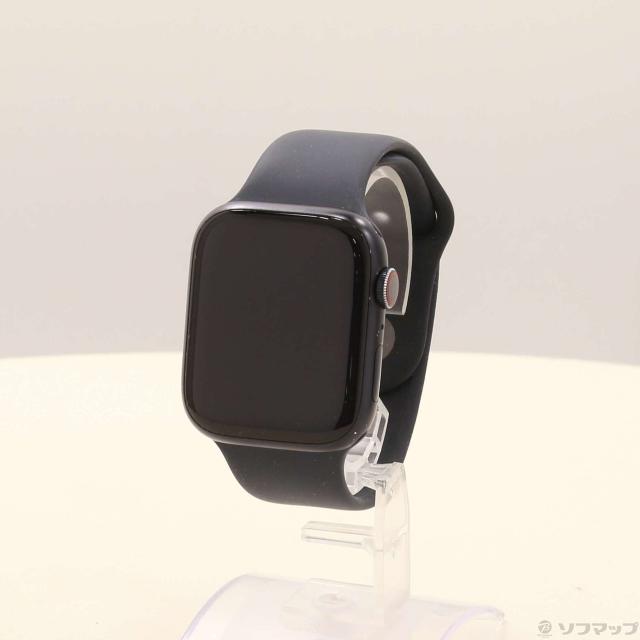 (中古)Apple Apple Watch Series 8 GPS + Cellular 45mm ミッドナイトアルミニウムケース ミッドナイトスポーツバンド(377-ud)