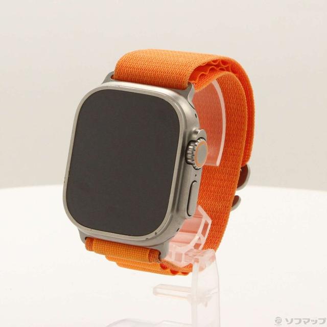 (中古)Apple Apple Watch Ultra GPS + Cellular 49mm チタニウムケース オレンジアルパインループ(377-ud)