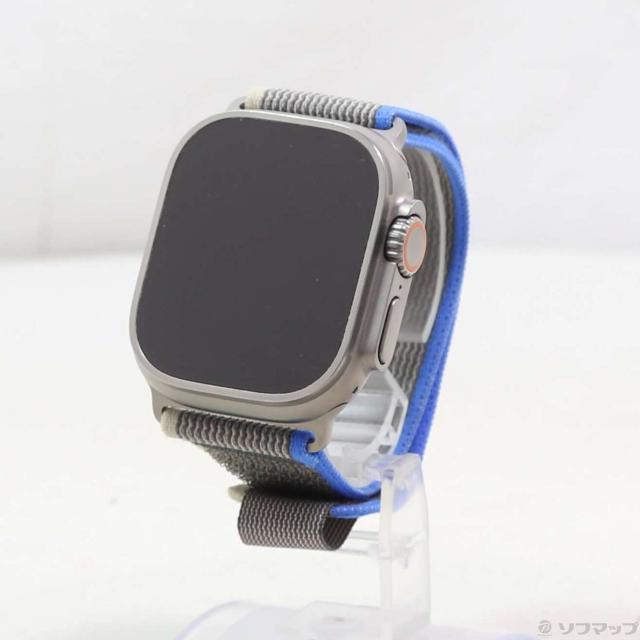 (中古)Apple Apple Watch Ultra GPS + Cellular 49mm チタニウムケース ブルー/グレイトレイルループ(368-ud)