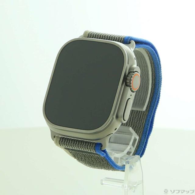 (中古)Apple Apple Watch Ultra GPS + Cellular 49mm チタニウムケース ブルー/グレイトレイルループ(377-ud)