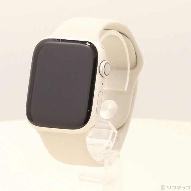 (中古)Apple Apple Watch Series 8 GPS + Cellular 45mm スターライトアルミニウムケース スターライトスポーツバンド(377-ud)