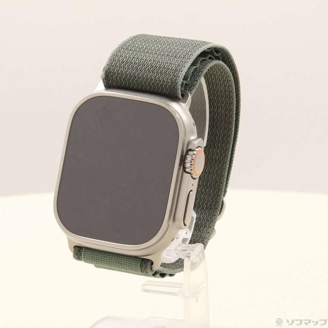 (中古)Apple Apple Watch Ultra GPS + Cellular 49mm チタニウムケース グリーンアルパインループ(377-ud)