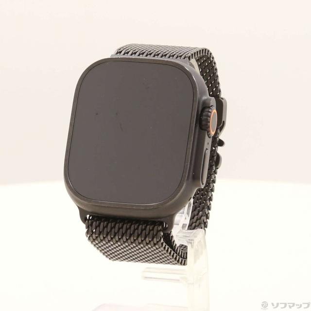 (中古)Apple Apple Watch Ultra 2 GPS + Cellular 49mm ブラックチタニウムケース ブラックチタニウムミラネーゼループ(348-ud)