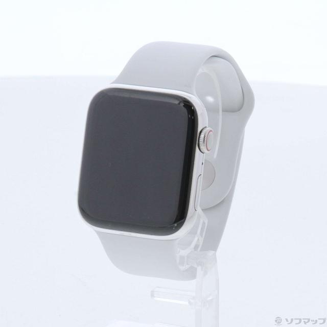 (中古)Apple Apple Watch Series 4 GPS + Cellular 44mm ステンレススチールケース ホワイトスポーツバンド(247-ud)