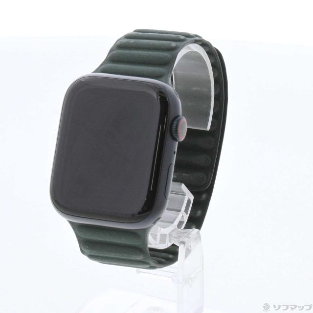 (中古)Apple Apple Watch Series 9 GPS + Cellular 45mm ミッドナイトアルミニウムケース エバーグリーンマグネティックリンク(349-ud)