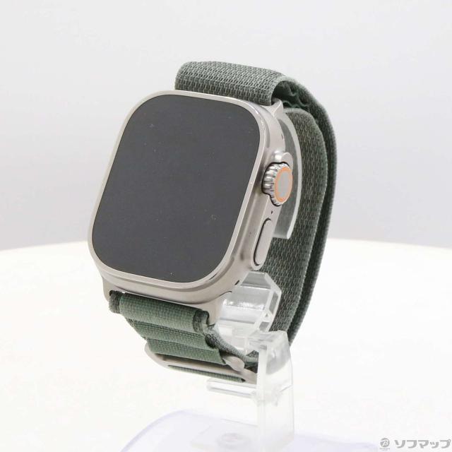 (中古)Apple Apple Watch Ultra GPS + Cellular 49mm チタニウムケース グリーンアルパインループ(377-ud)