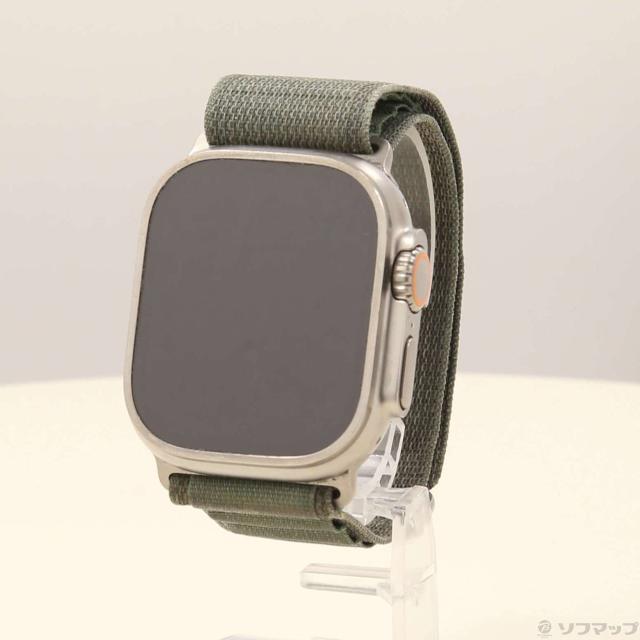 (中古)Apple Apple Watch Ultra GPS + Cellular 49mm チタニウムケース グリーンアルパインループ(258-ud)