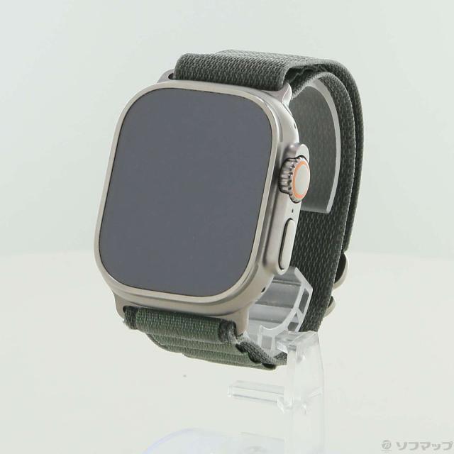 (中古)Apple Apple Watch Ultra GPS + Cellular 49mm チタニウムケース グリーンアルパインループ(377-ud)