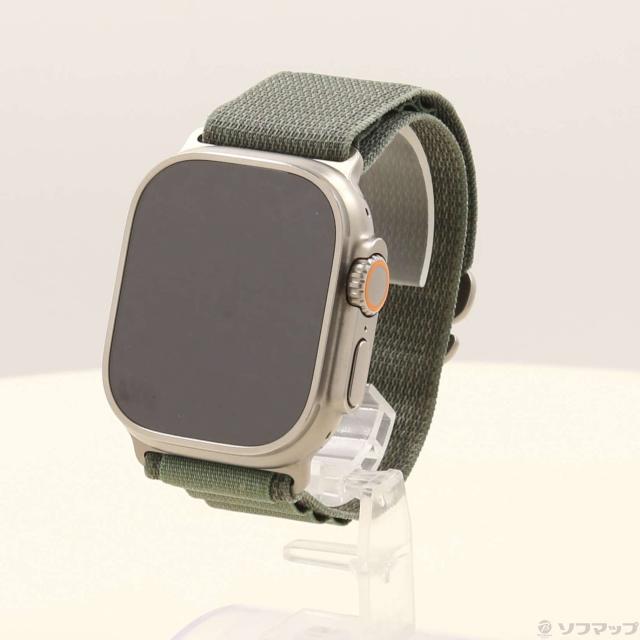 (中古)Apple Apple Watch Ultra GPS + Cellular 49mm チタニウムケース グリーンアルパインループ(377-ud)