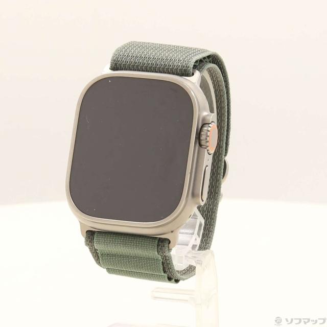 (中古)Apple Apple Watch Ultra GPS + Cellular 49mm チタニウムケース グリーンアルパインループ(349-ud)
