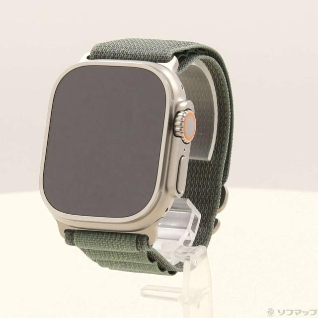 (中古)Apple Apple Watch Ultra GPS + Cellular 49mm チタニウムケース グリーンアルパインループ(377-ud)