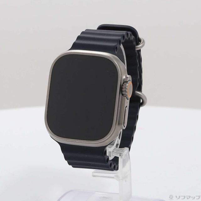 (中古)Apple Apple Watch Ultra GPS + Cellular 49mm チタニウムケース ミッドナイトオーシャンバンド(196-ud)