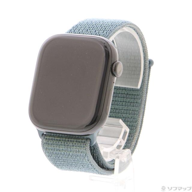 (中古)Apple Apple Watch Series 10 GPS 46mm ジェットブラックアルミニウムケース レイクグリーンスポーツループ(305-ud)