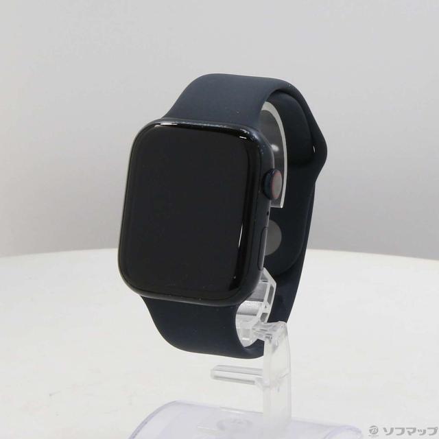 (中古)Apple Apple Watch Series 8 GPS + Cellular 45mm ミッドナイトアルミニウムケース ミッドナイトスポーツバンド(262-ud)