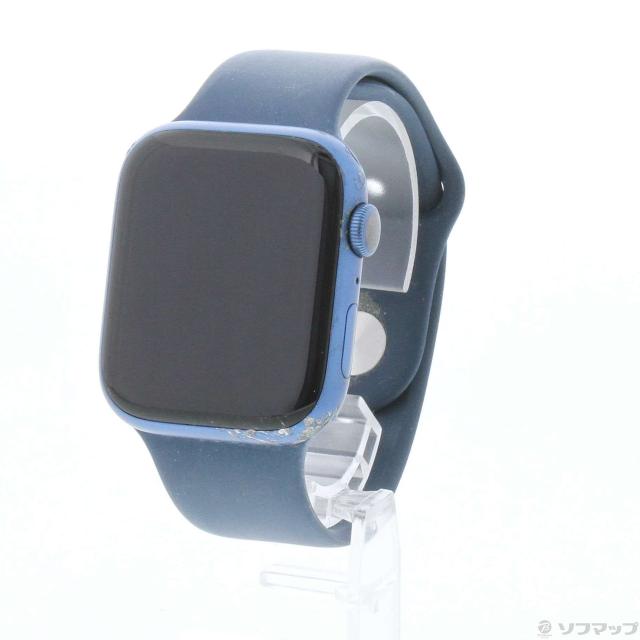 (中古)Apple Apple Watch Series 7 GPS 45mm ブルーアルミニウムケース アビスブルースポーツバンド(258-ud)