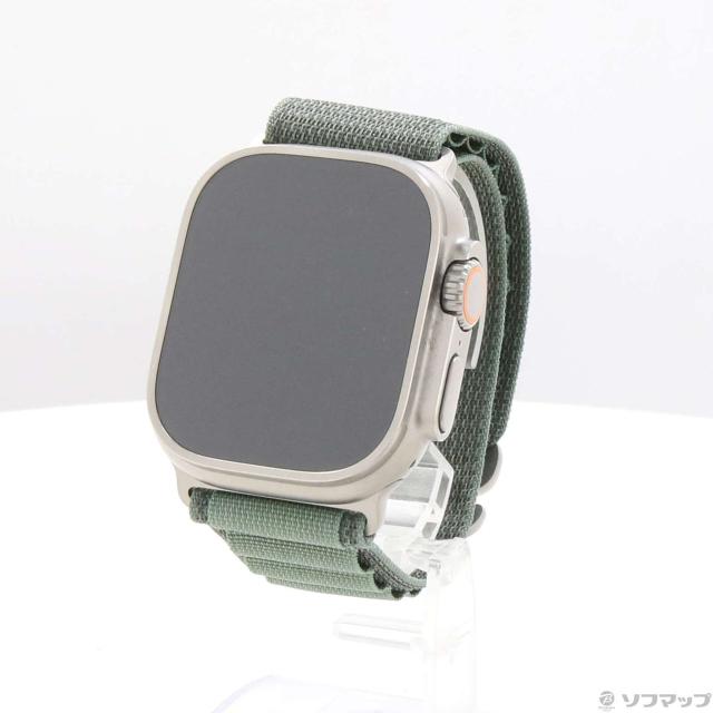 (中古)Apple Apple Watch Ultra GPS + Cellular 49mm チタニウムケース グリーンアルパインループ(344-ud)