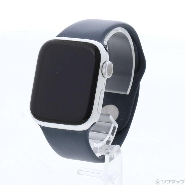 (中古)Apple Apple Watch Series 9 GPS 41mm シルバーアルミニウムケース ストームブルースポーツバンド(344-ud)
