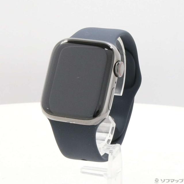 (中古)Apple Apple Watch Series 9 GPS + Cellular 41mm グラファイトステンレススチールケース ミッドナイトスポーツバンド(262-ud)