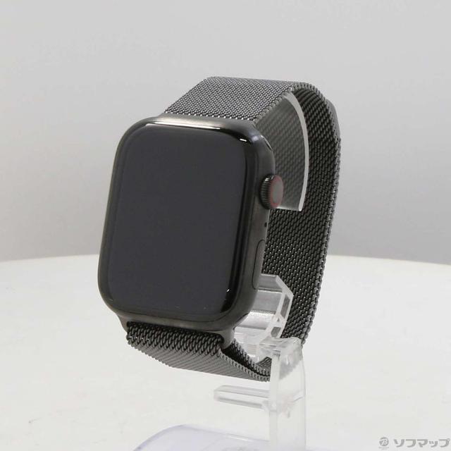 (中古)Apple Apple Watch Series 7 GPS + Cellular 45mm スペースブラックチタニウムケース グレイスポーツバンド(269-ud)