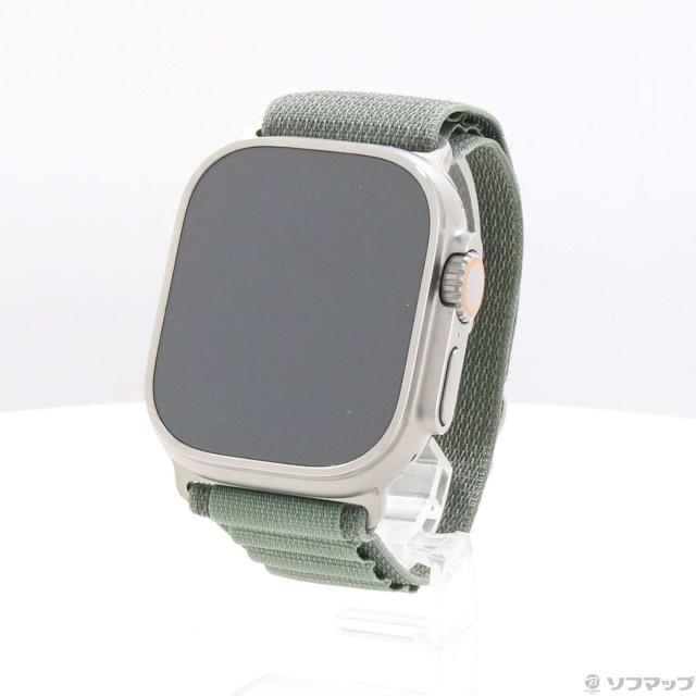 (中古)Apple Apple Watch Ultra GPS + Cellular 49mm チタニウムケース グリーンアルパインループ(349-ud)