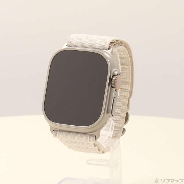 (中古)Apple Apple Watch Ultra GPS + Cellular 49mm チタニウムケース スターライトアルパインループ(344-ud)